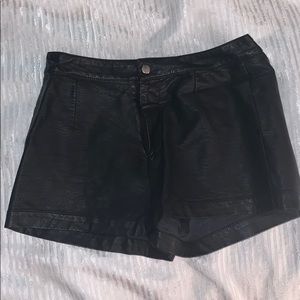 Black leather high waisted shorts